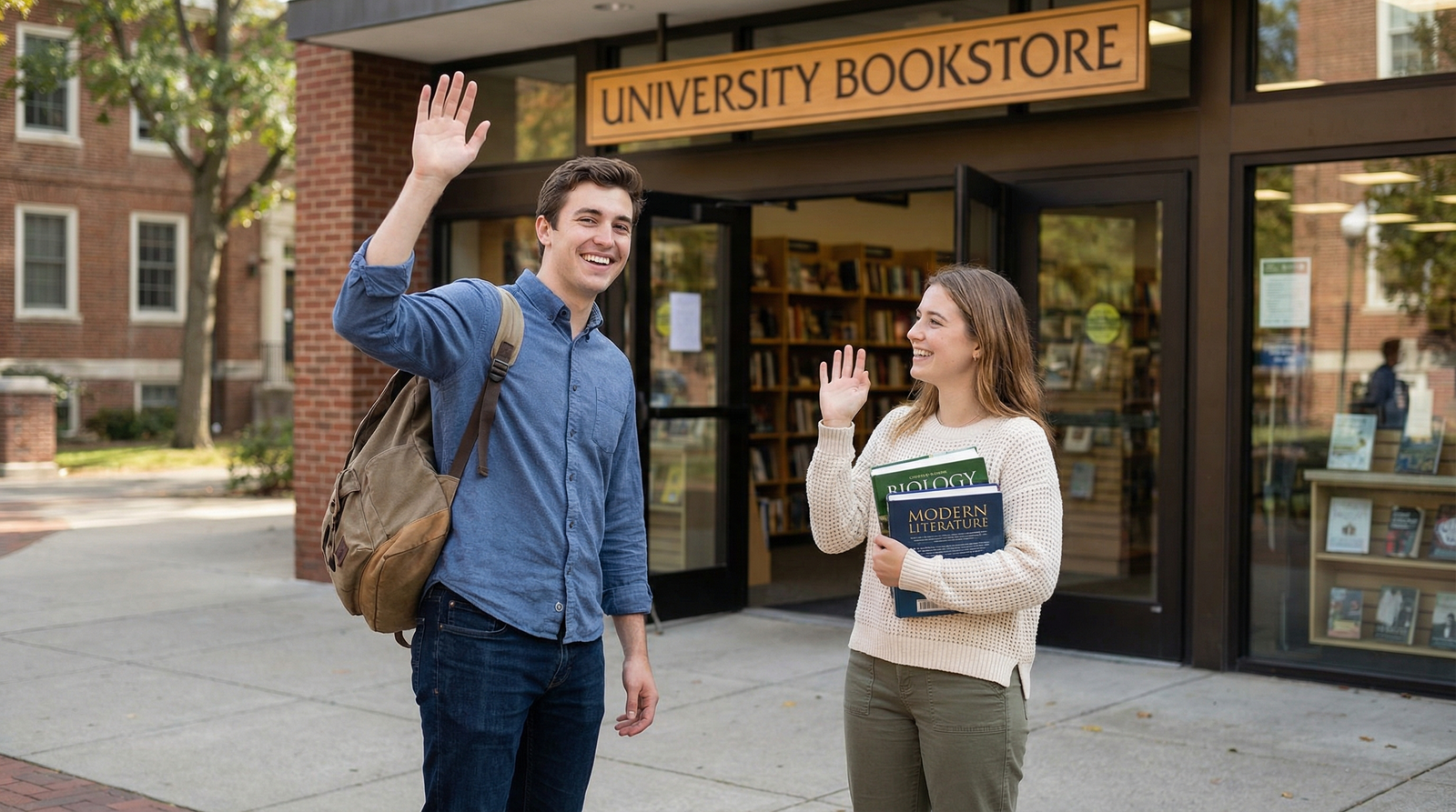 在学校书店门口